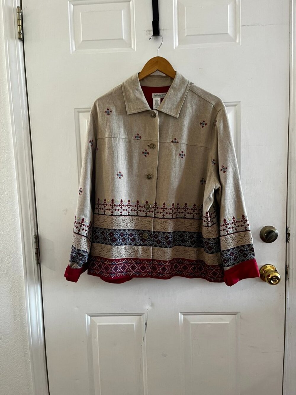 Coldwater Creek Plus-Size Embroider Linen Farm-House Cottage-Core Blazer Sz 2x